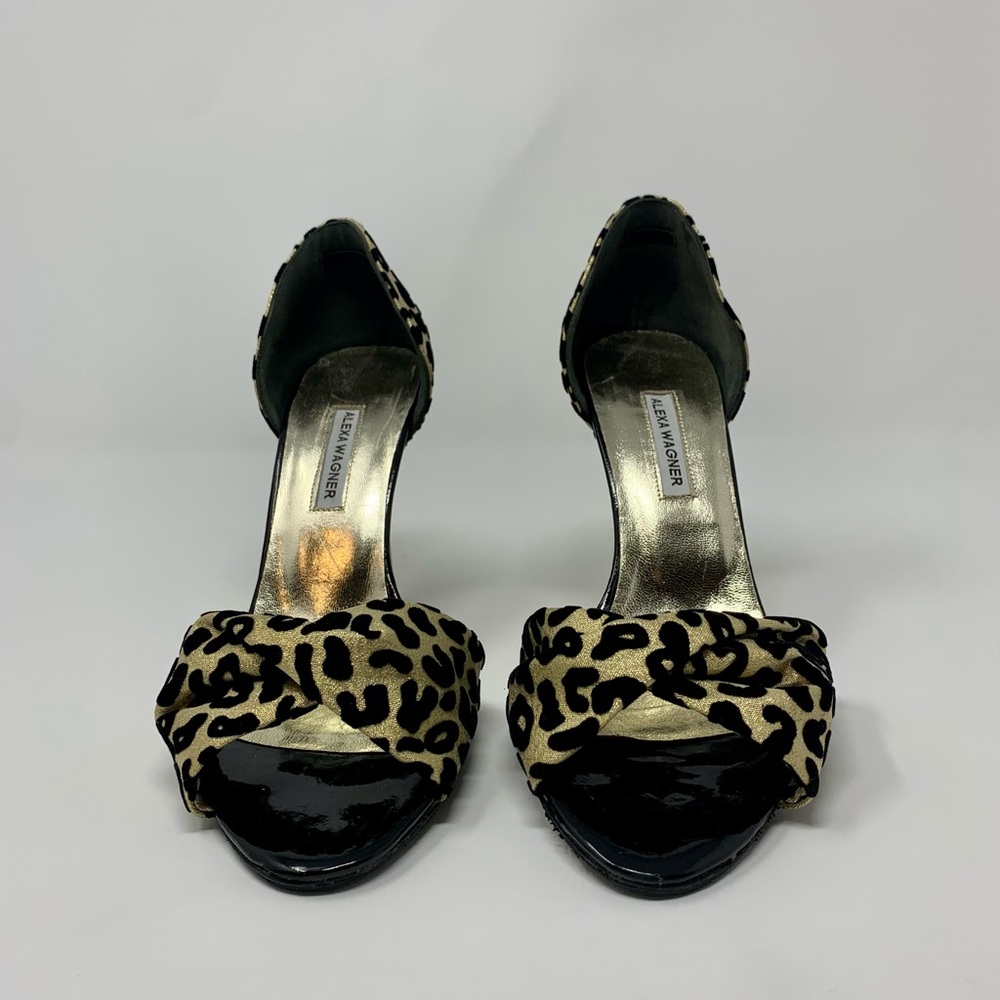 Alexa Wagner Leopard Print Peep Toe Heel Pumps Shoes Women 6 1/2 Formal Party - Picture 5 of 16